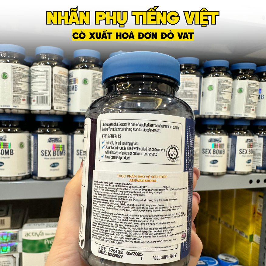 Applied Nutrition Viên Uống Ashwagandha KSM-66 Hỗ Trợ Giảm Stress (60 Viên) | Chính Ngạch Anh Quốc | Date T5/2027