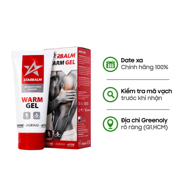 Starbalm Gel Làm Nóng Hỗ Trợ Giảm Đau Lưng, Vai, Cổ, Tay, Chân Trước Và Sau Khi Vận Động Tuýp 100ml