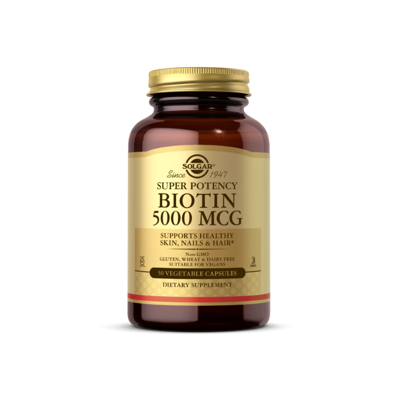 Solgar Viên Uống Super Potency Biotin 5000 MCG Hỗ Trợ Tóc, Móng, Da Khỏe Mạnh 50 Viên