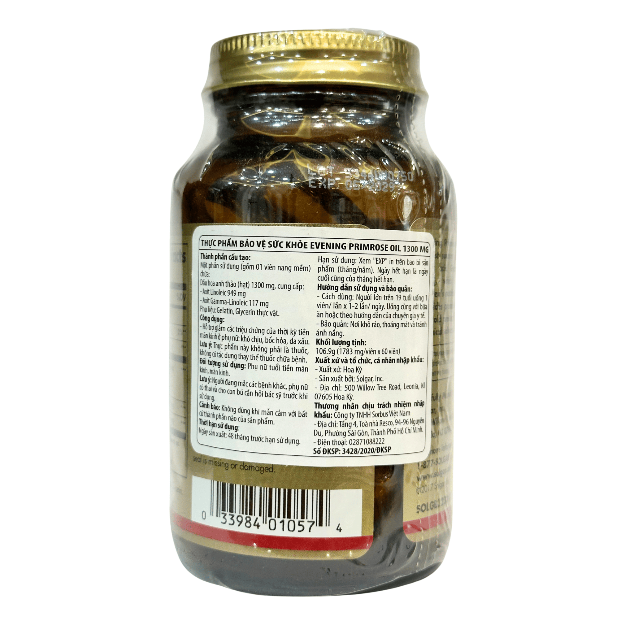Solgar Viên Uống Tinh Dầu Hoa Anh Thảo Evening Primrose Oil 1300 Mg Cân Bằng Nội Tiết 60 Viên