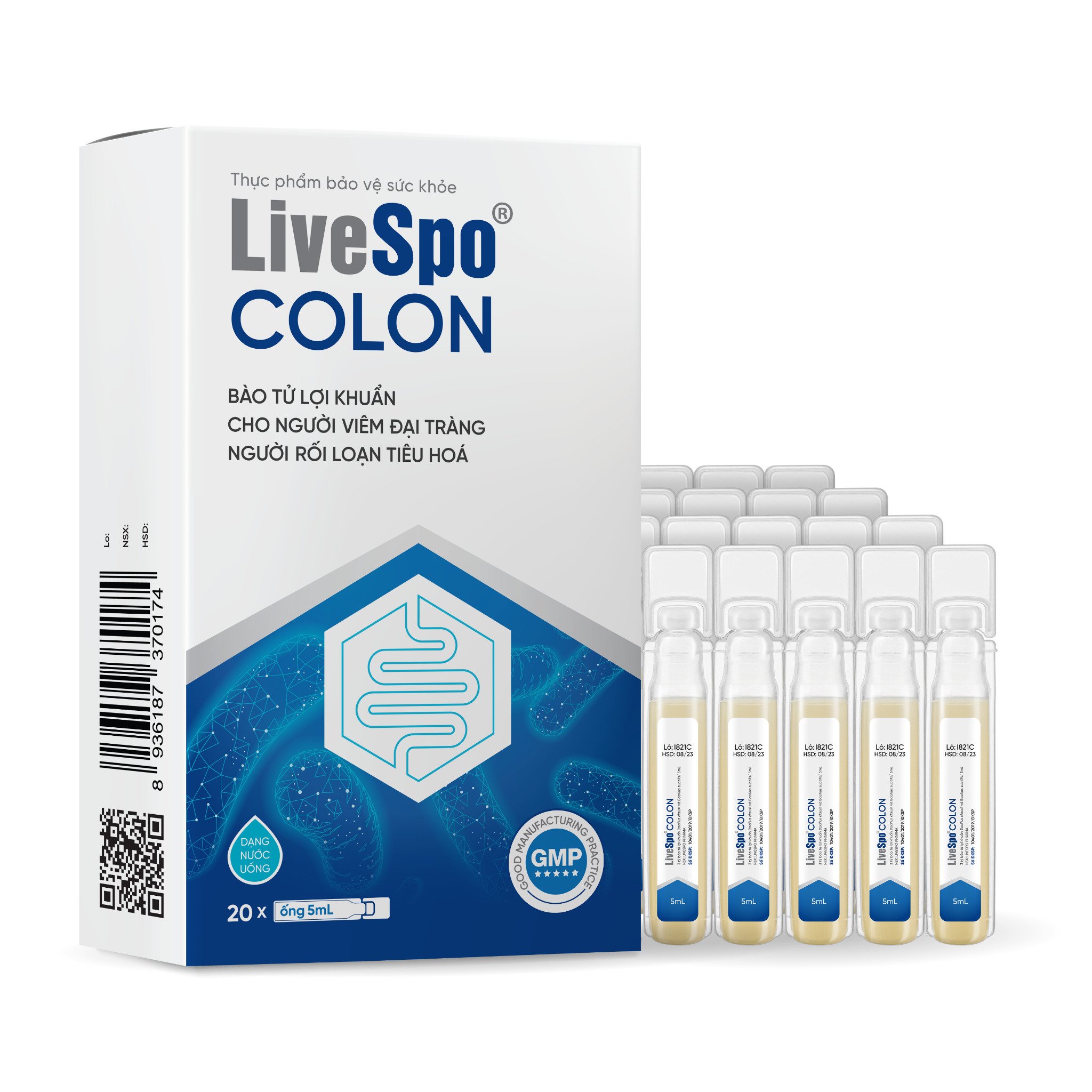 Collon Men LiveSpo Colon Men Vi Sinh Hỗ Trợ Đại Tràng, Tiêu Chảy, Táo Bón Hộp 10