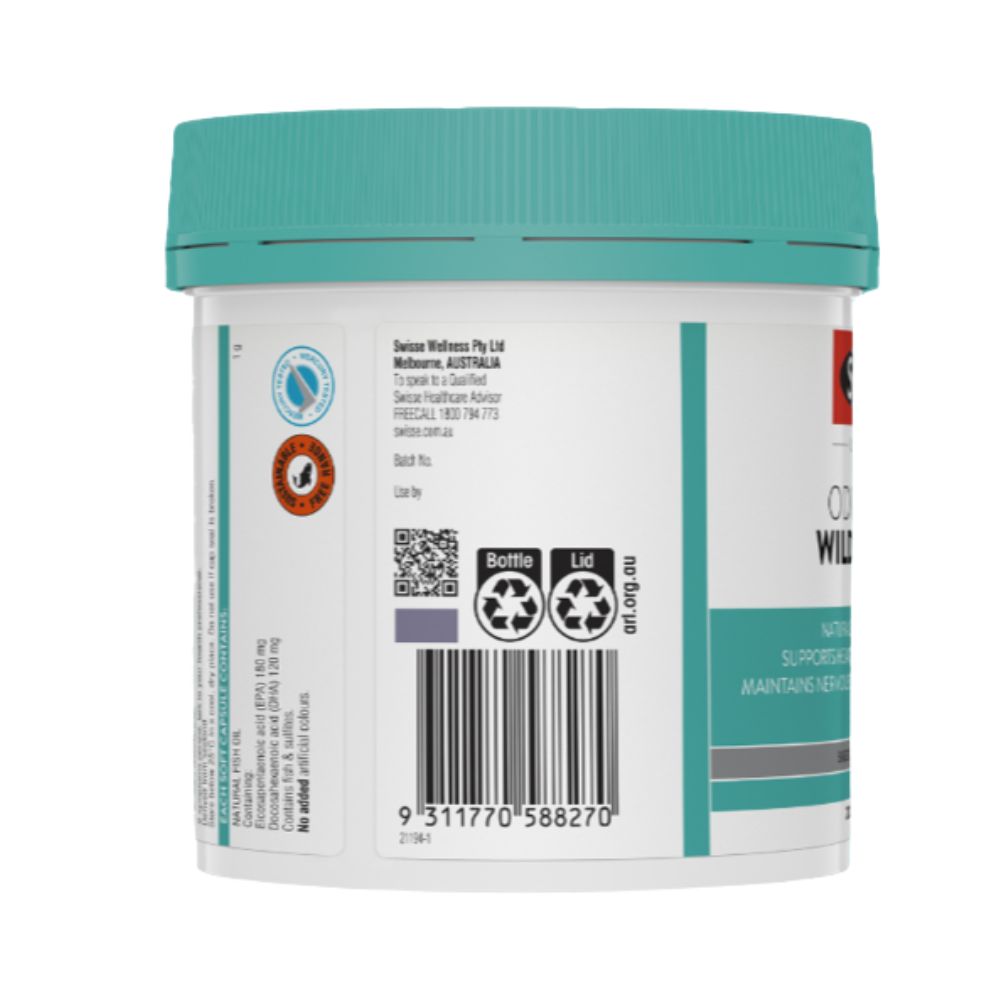 Swisse Ultiboost Viên Nang Mềm Odourless Wild Fish Oil 1000mg Hỗ Trợ Sức Khỏe Tim Mạch, Não Bộ Và Thị Giác Hộp 200 Viên