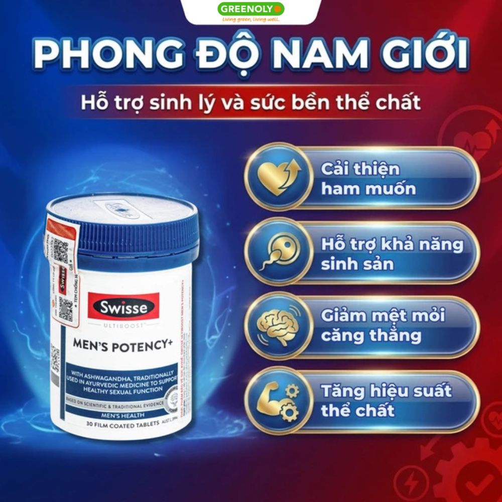 Swisse Ultiboost Viên Uống Men's Potency+ Hỗ Trợ Sức Khỏe Sinh Lý Nam