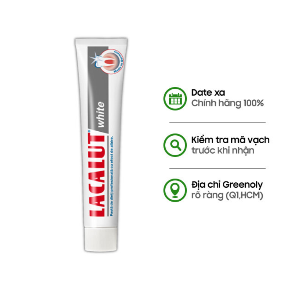 Lacalut White Kem Đánh Răng Làm Trắng Răng, Ngăn Ngừa Viêm Nướu 75ml