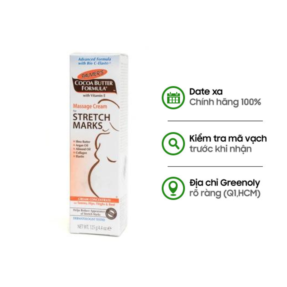 Palmer's Kem Ngăn Ngừa, Giảm Vết Rạn Cocoa Butter Massage Cream 125g