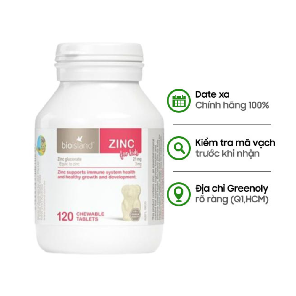 Bio Island Zinc 120 Viên Hỗ Trợ Bổ Sung Kẽm Cho Trẻ, Mẫu Mới 120 Viên