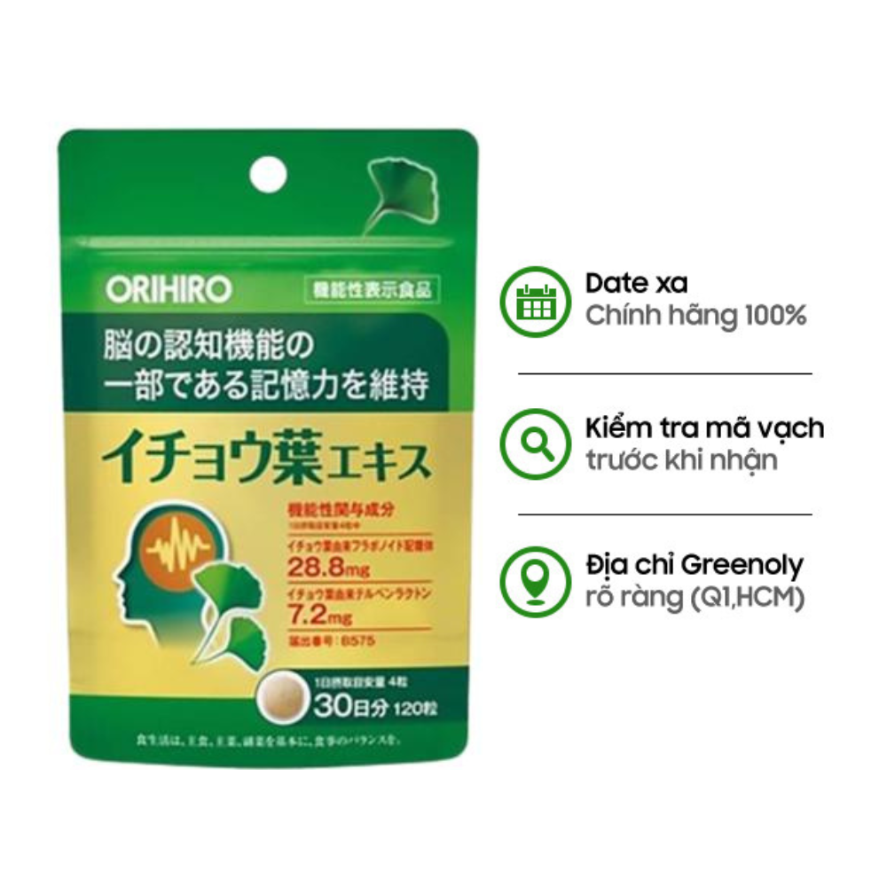 Orihiro Viên Uống Bổ Não Ginkgo Biloba 120 Viên