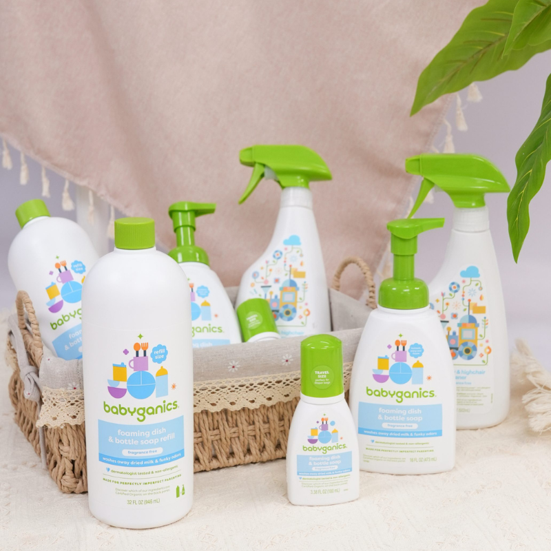Babyganics Nước Rửa Bình & Đồ Dùng Không Mùi An Toàn Cho Bé Dạng Du Lịch Organic Foaming Travel Dish & Bottle Soap Fragrance Free 100ml