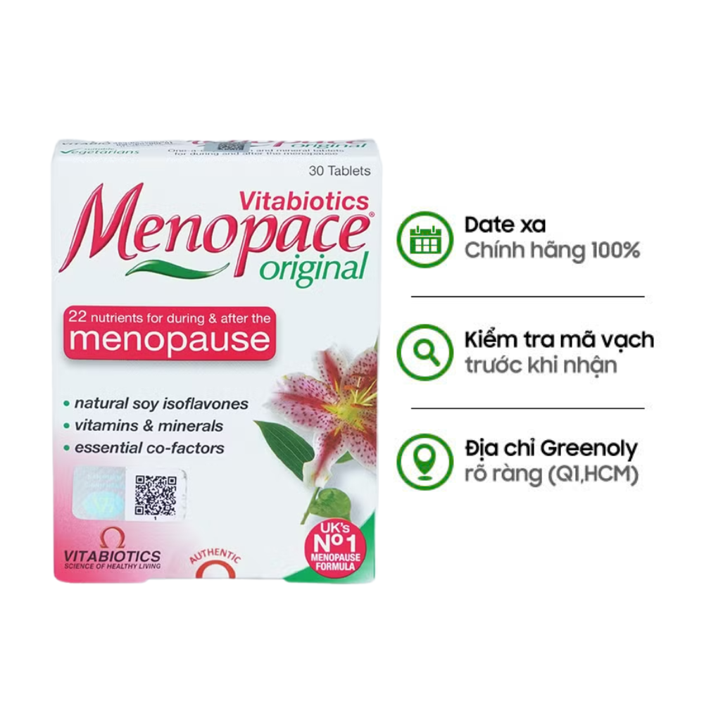 Vitabiotics Viên uống Hỗ Trợ Cân Bằng Nội Tiết Tố Cho Phụ Nữ Tiền Mãn Kinh, Mãn Kinh Menopace Hộp 30 viên