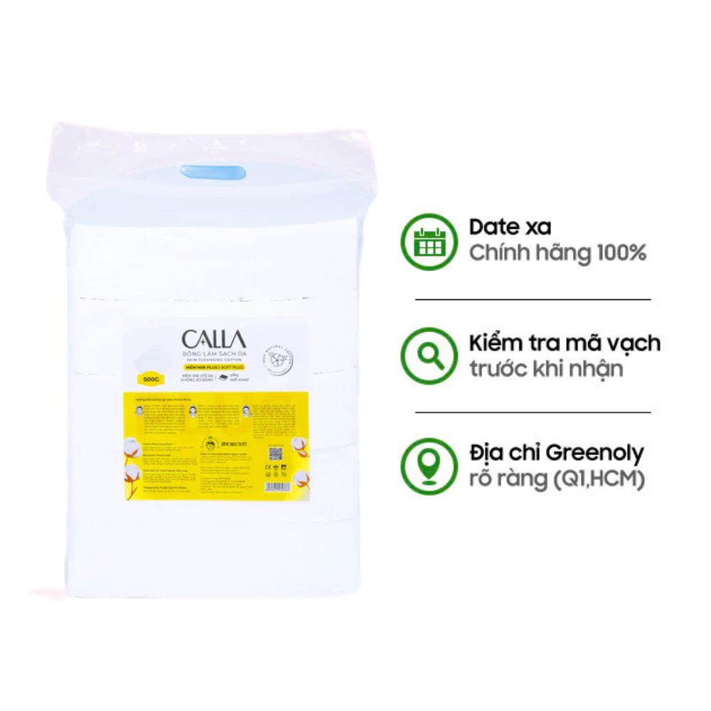 Calla Bông Tẩy Trang Làm Sạch Da Mềm Mịn 500gr Túi Zip - Làm Sạch Đắp Mặt Nạ Hằng Ngày