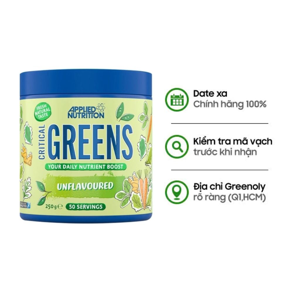 Applied Nutrition Critical Greens Bột Uống Bổ Sung Chất Xơ Đề Kháng