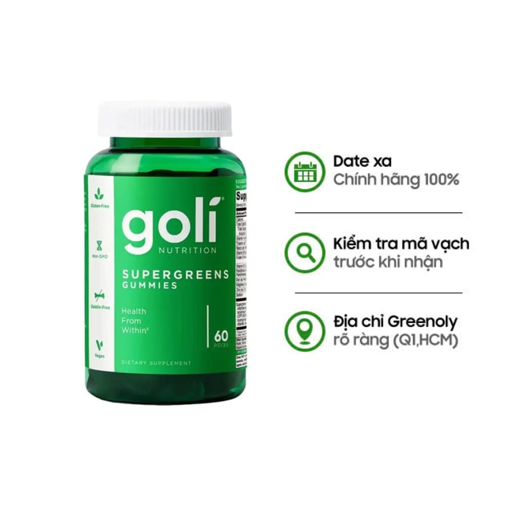 Kẹo Dẻo Bổ Sung Chất Xơ Hỗ Trợ Tiêu Hóa Goli Supergreens 60 Gummies