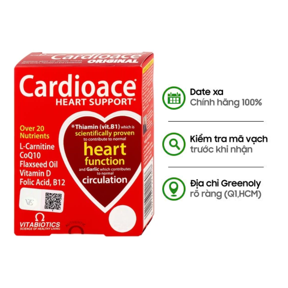 Vitabiotics Viên Uống Hỗ Trợ Sức Khỏe Tim Mạch Cardioace Hộp 30 Viên