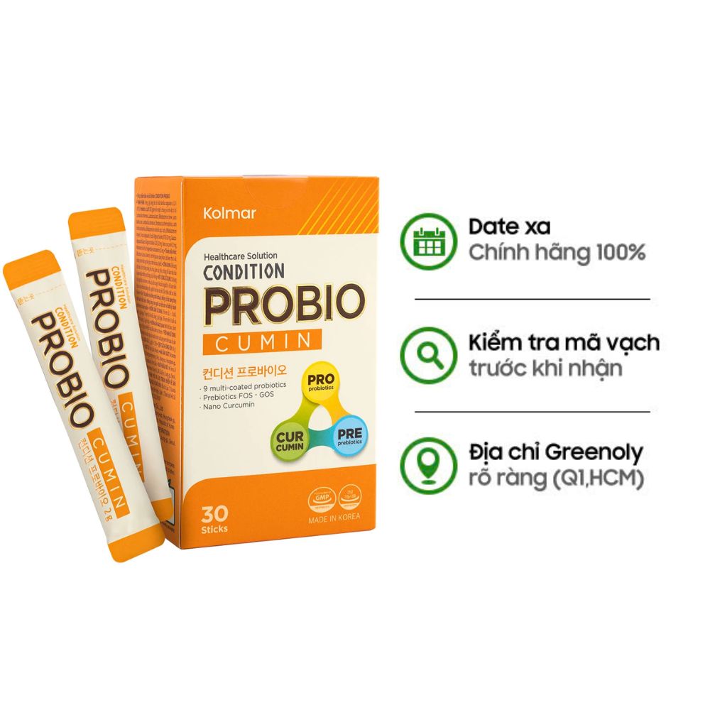 Kolmar Men Tiêu Hoá Bổ Sung Nghệ Curcumin Nano Condition Probio 30 Gói