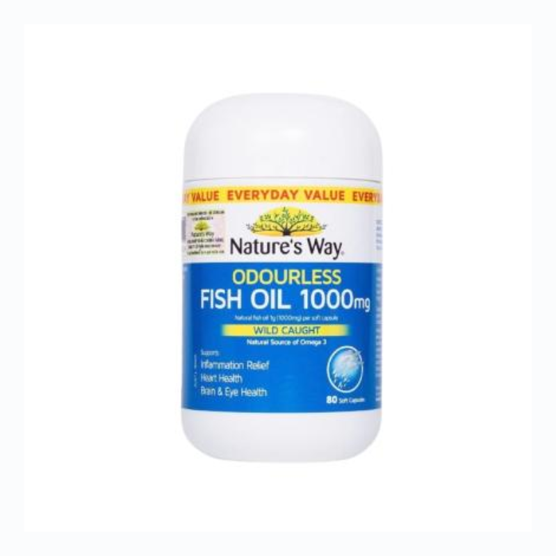 Nature's Way Viên Uống Dầu Cá Không Mùi Odourless Fish Oil 1000mg 80 Viên