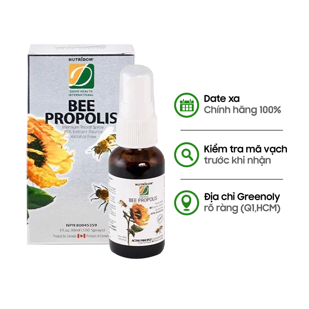 David Health Xịt Keo Ong Hỗ Trợ Hô Hấp Bee Propolis 30ml