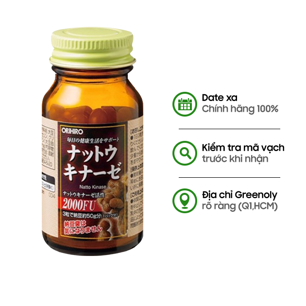 Hỗ Trợ Phòng Đột Quỵ Nattokinase 2000 FU - Orihiro Từ Nhật Bản 60 Viên