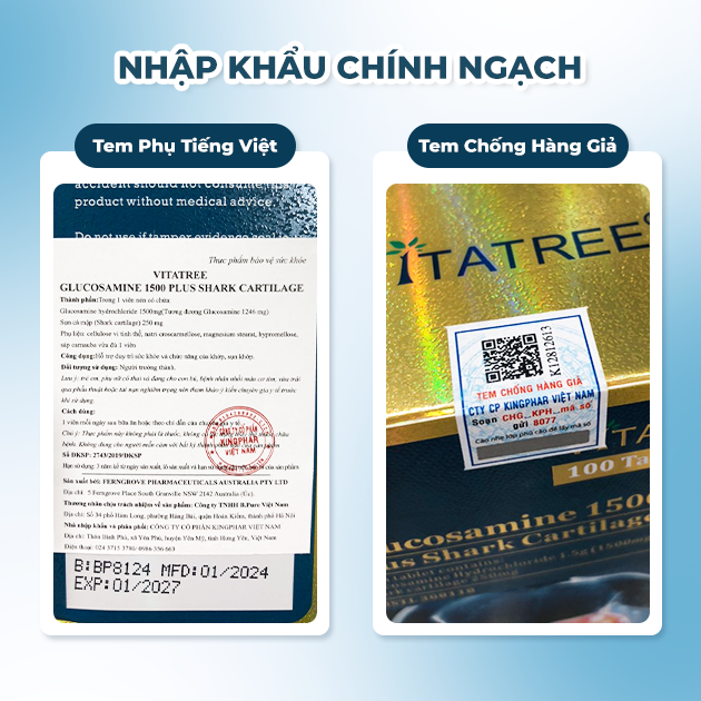 Vitatree Viên Uống Hỗ Trợ Xương Khớp Glucosamine Sụn Cá Mập 1500mg 80 Viên