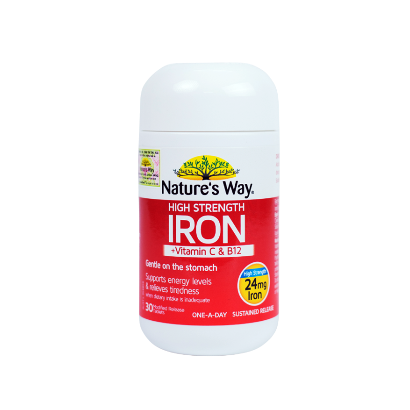 Nature's Way Viên Uống High Strength Iron Kết Hợp Vitamin C Và B12 Bổ Sung Sắt Hàm Lượng Cao Hỗ Trợ Chuyển Hóa Năng Lượng 30 Viên
