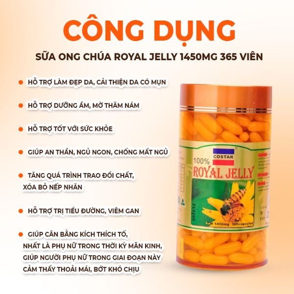 Viên Uống Sữa Ong Chúa Costar Royal Jelly 1450mg 60 Viên