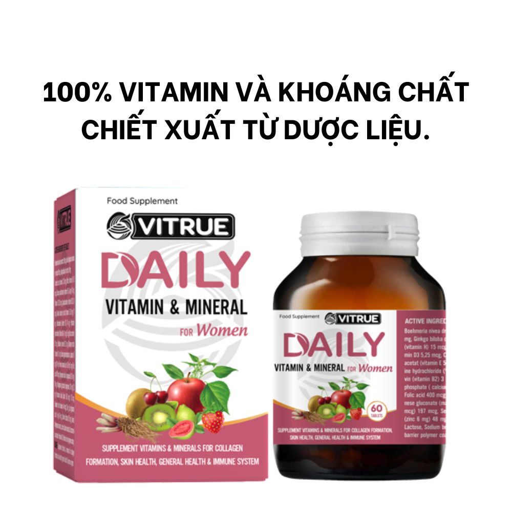 Vitrue Bổ Sung Vitamin Và Khoáng Chất Cho Nữ Daily Vitamin & Mineral For Women Hộp 60 Viên