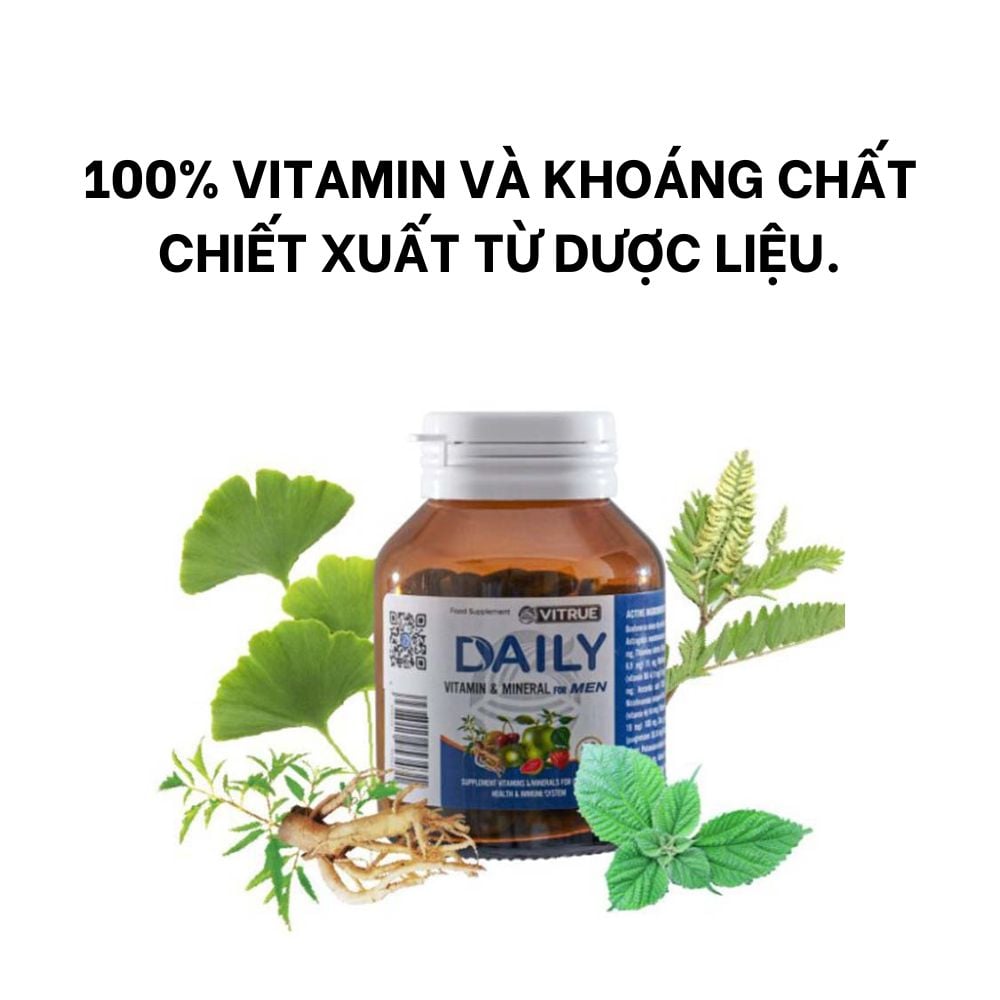 Vitrue Bổ Sung Vitamin Và Khoáng Chất Chuyên Biệt Cho Nam Giới Daily Vitamin & Mineral For Men Hộp 60 Viên
