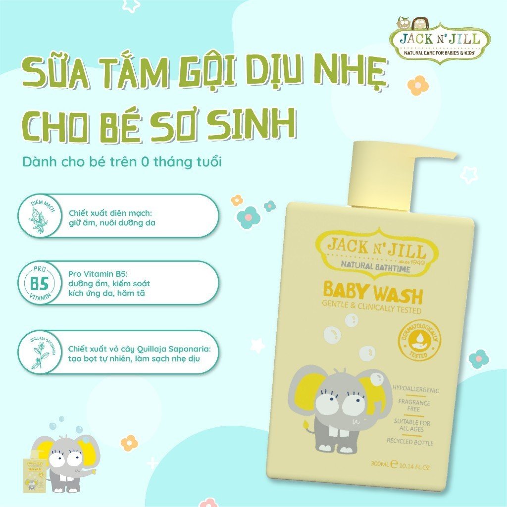 Jack N Jill Sữa Tắm Cho Bé Sơ Sinh 300ml (Màu Vàng)