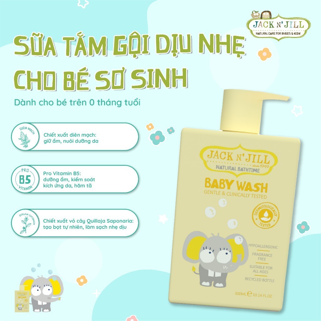 Jack N Jill Sữa Tắm Cho Bé Sơ Sinh 300ml (Màu Vàng)