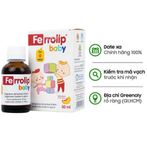 Ferrolip Baby Bổ Sung Sắt Dự Phòng Không Gây Nóng Cho Trẻ Lọ 30ml