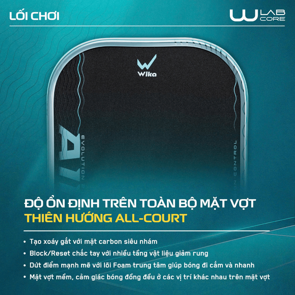 Wika Vợt Pickleball Wika QD Air2 16mm Màu Xanh Lá