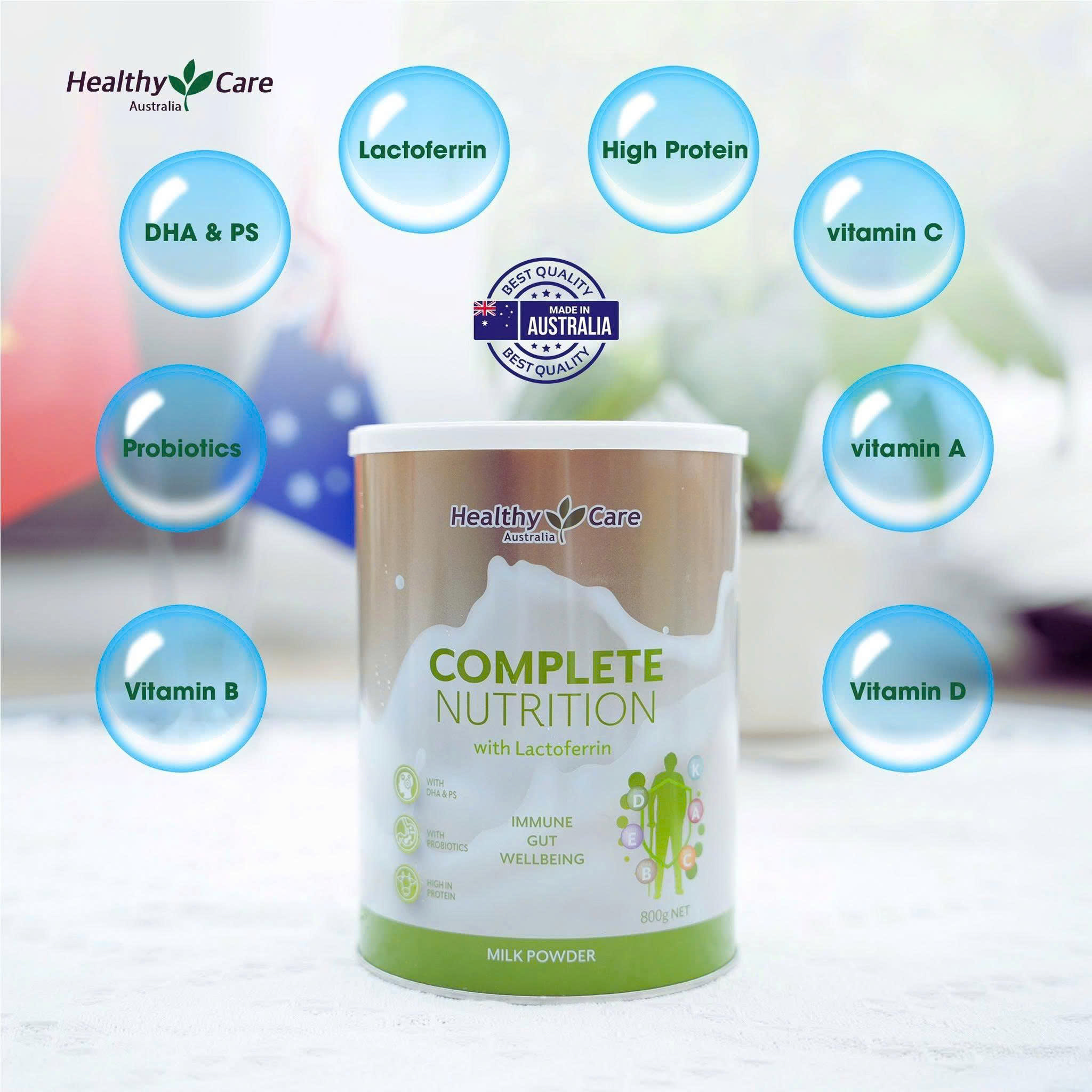 [DATE 7/10/2026] Healthy Care Sữa Uống Bổ Sung Dinh Dưỡng Complete Nutrition With Lactoferrin 800g