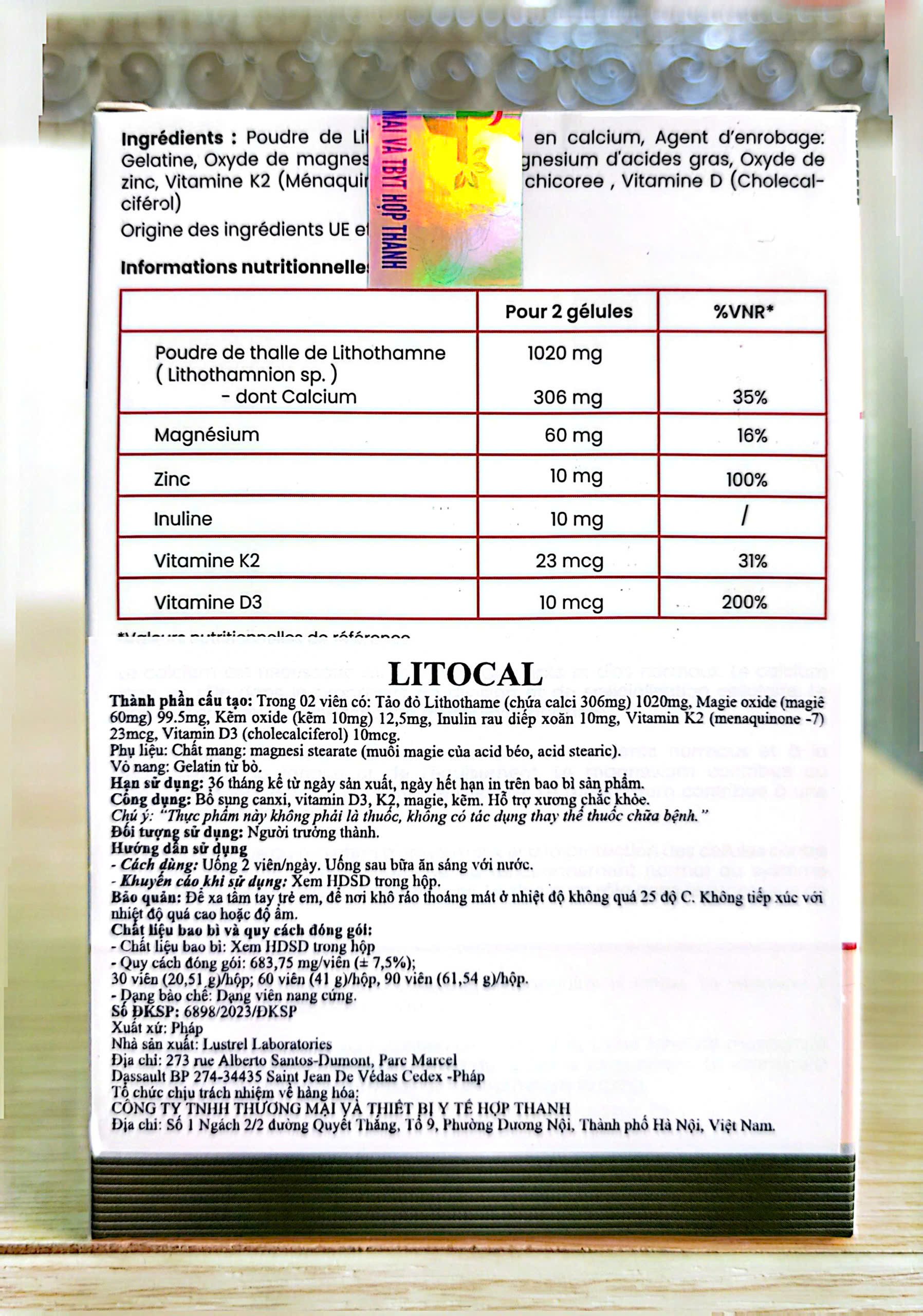 Litocal Viên Uống Canxi Hữu Cơ Bổ Sung D3, K2, Magie, Kẽm Giúp Xương Chắc Khỏe 30-60 Viên