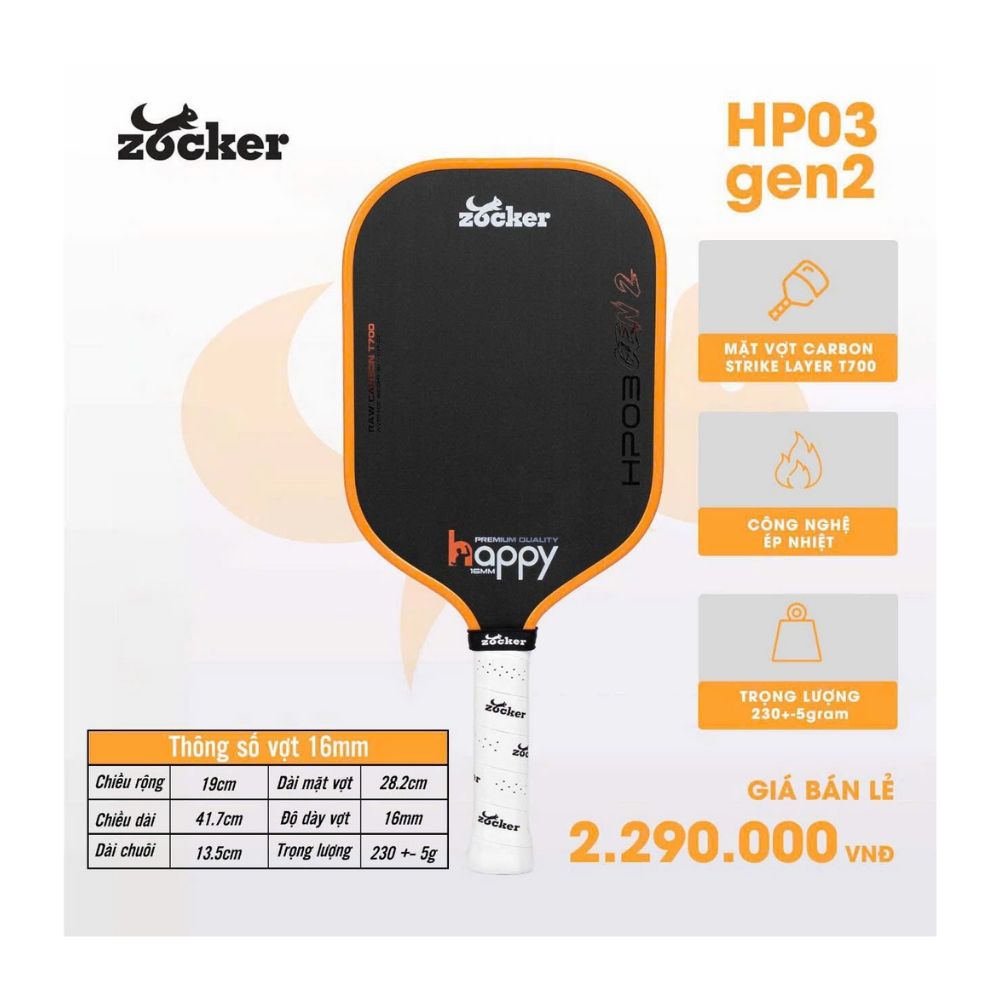 Zocker Vợt Pickleball HP3 Gen 2