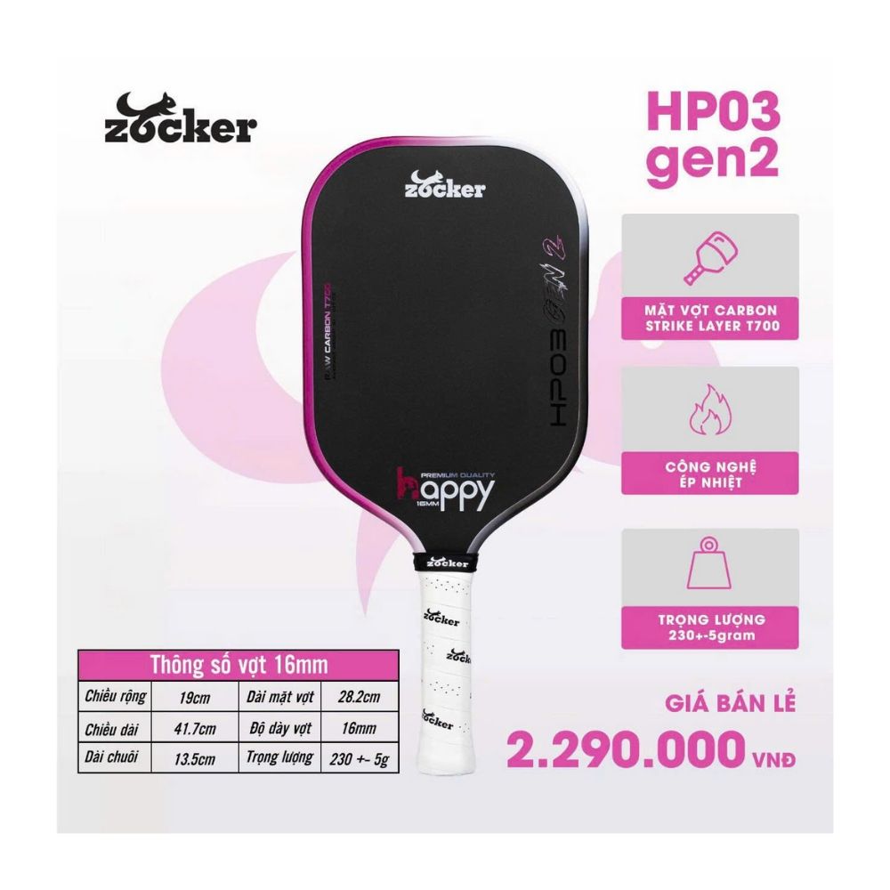 Zocker Vợt Pickleball HP3 Gen 2