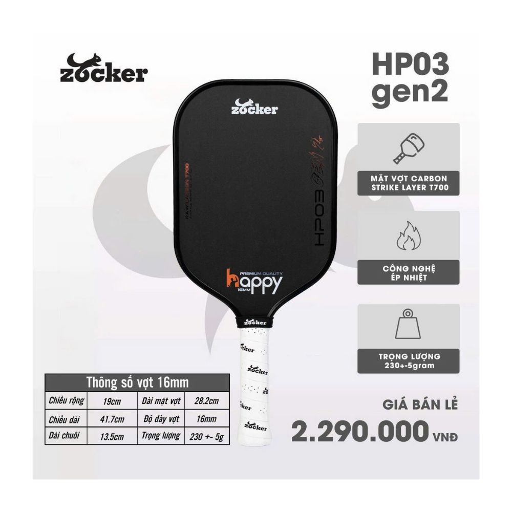 Zocker Vợt Pickleball HP3 Gen 2