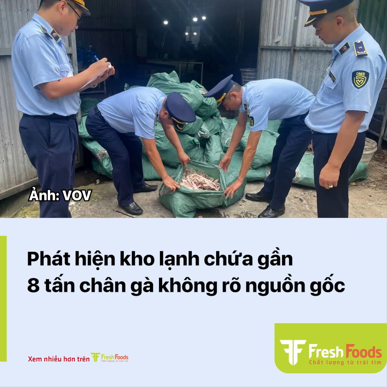 Bắt giữ gần 8 tấn chân gà không rõ nguồn gốc tại Móng Cái