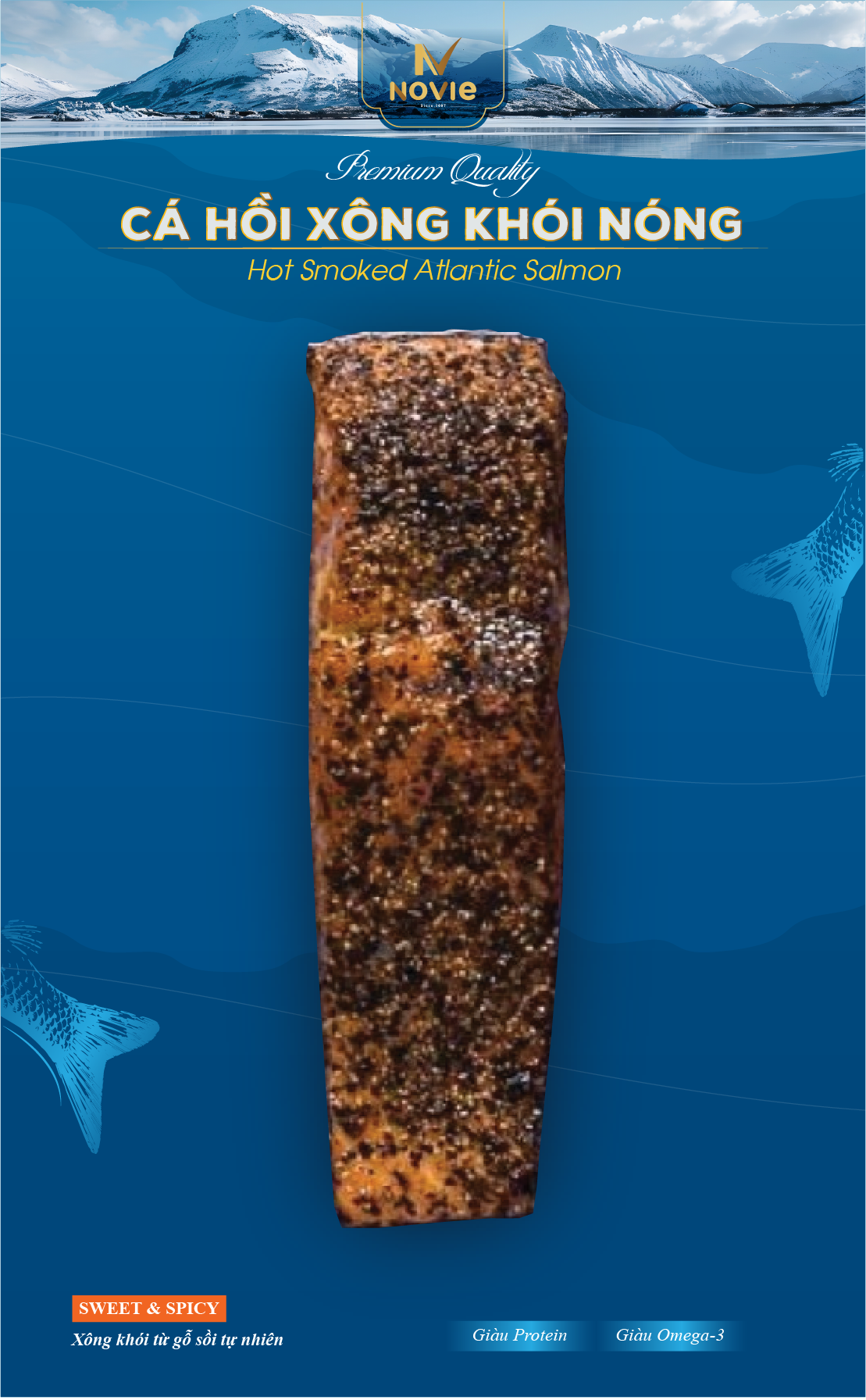 Cá hồi xông khói nóng Novie (vị Sweet & Spicy)
