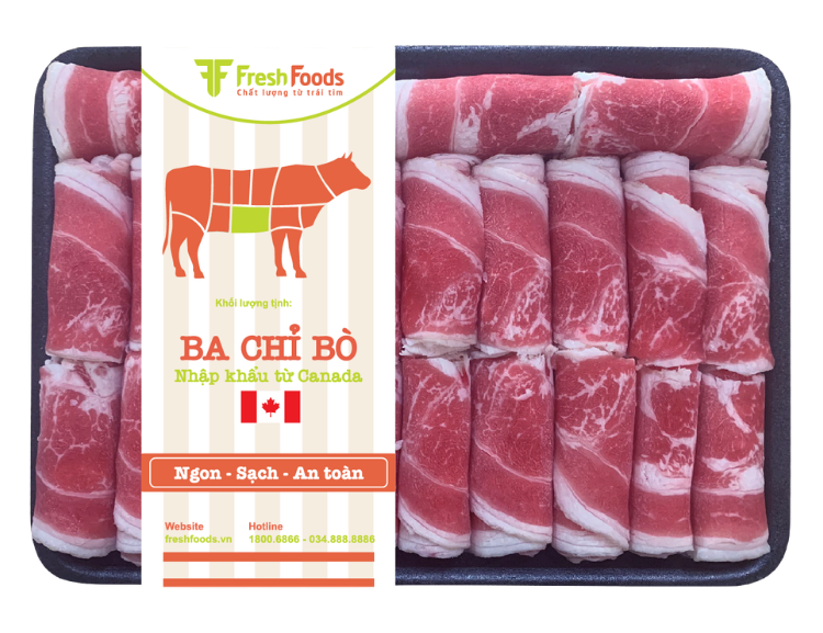 Ba chỉ bò Canada đông lạnh