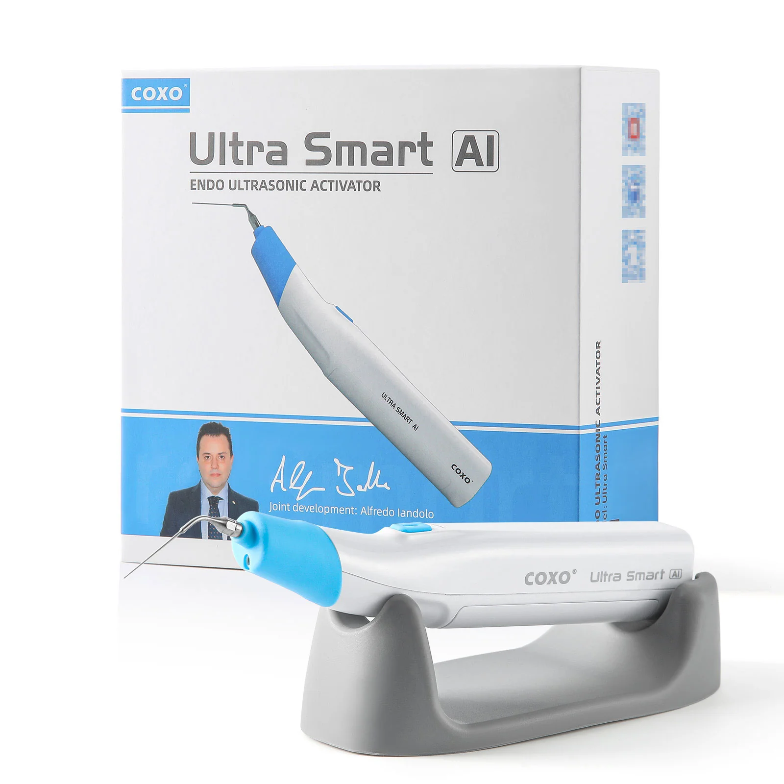 Máy rung rửa nội nha siêu âm COXO Ultra Smart AI chính hãng với thiết kế không dây sang trọng.