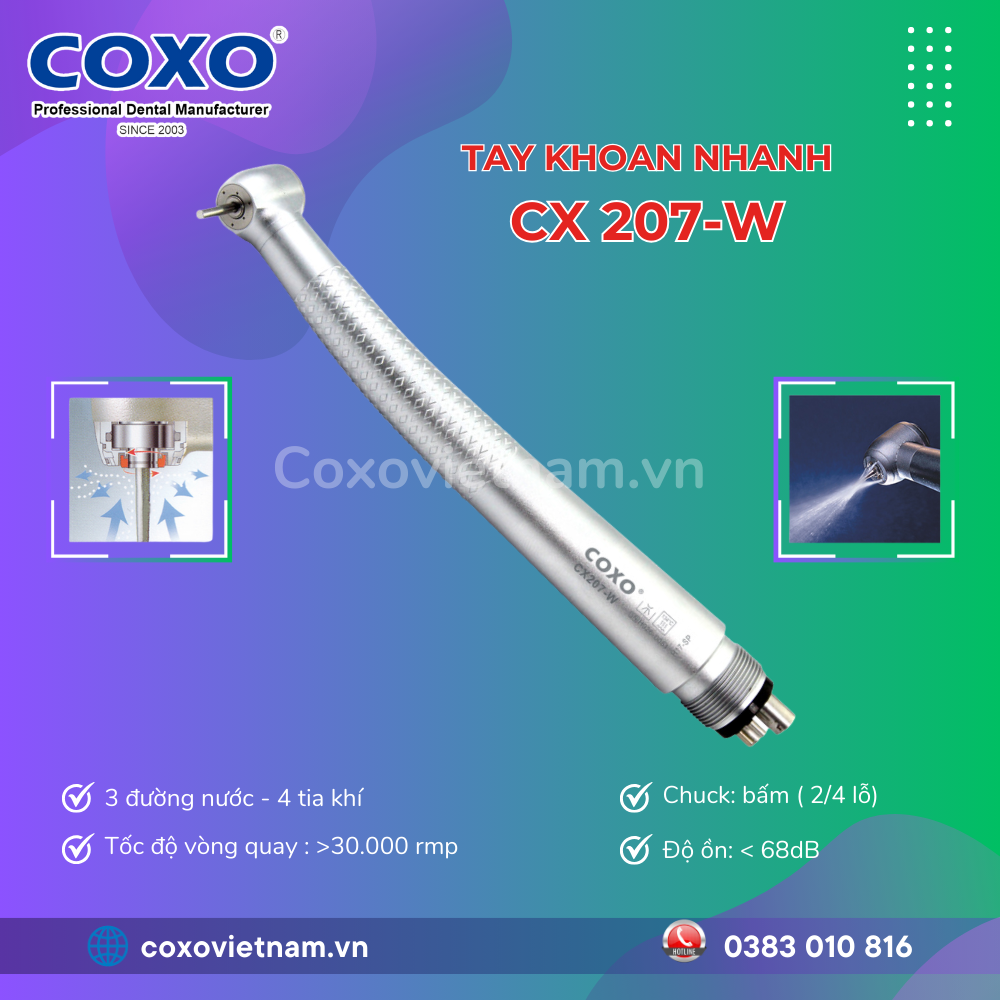 Tay khoanh nhanh coxo - Tay khoan Coxo 3 tia nuoc - Tay khoan CX207 W H17 (1)