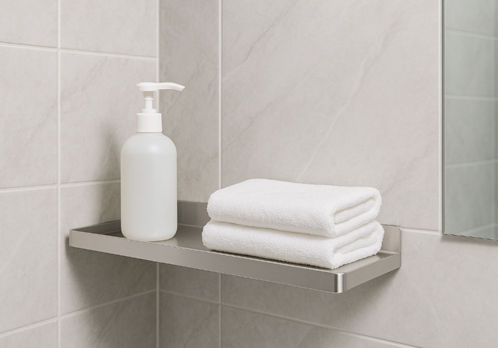 Nên chọn kệ góc hay kệ ngang cho nhà tắm nhỏ?