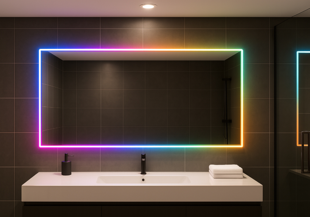 Gương đèn LED cảm ứng đổi màu cầu vồng