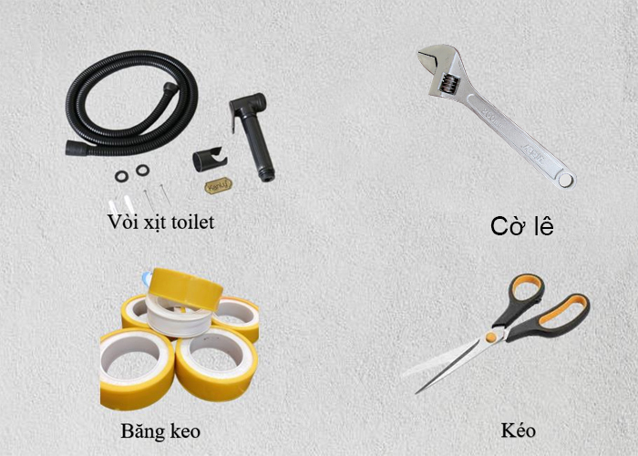 Dụng cụ cần có để lắp vòi xịt