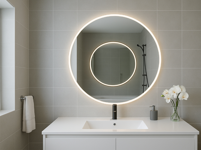 Gương tròn – dịu mắt, mềm mại, tạo dòng chảy năng lượng