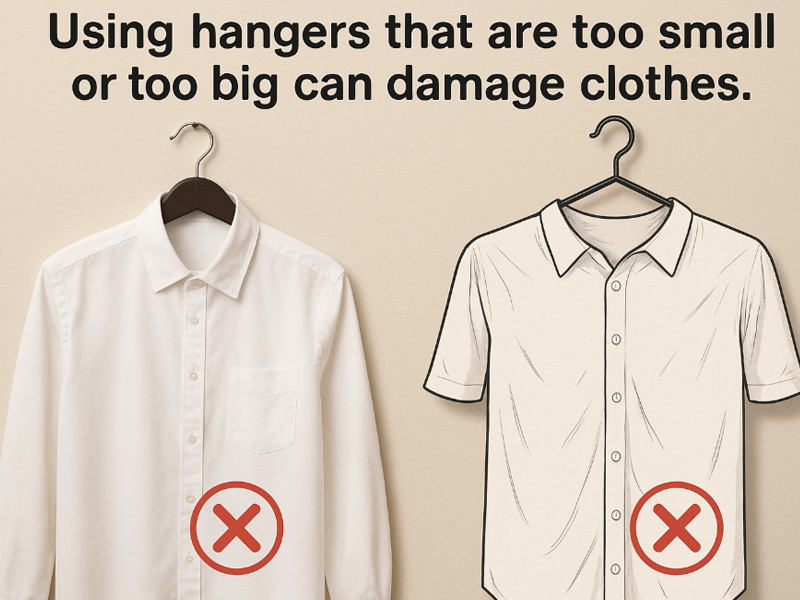 Dùng móc quá nhỏ hoặc quá to so với áo