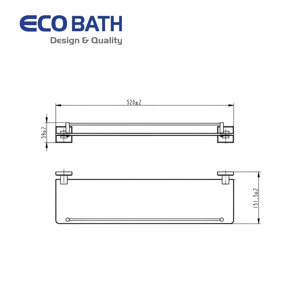 Kệ dưới gương Ecobath EC262-05 màu inox bóng