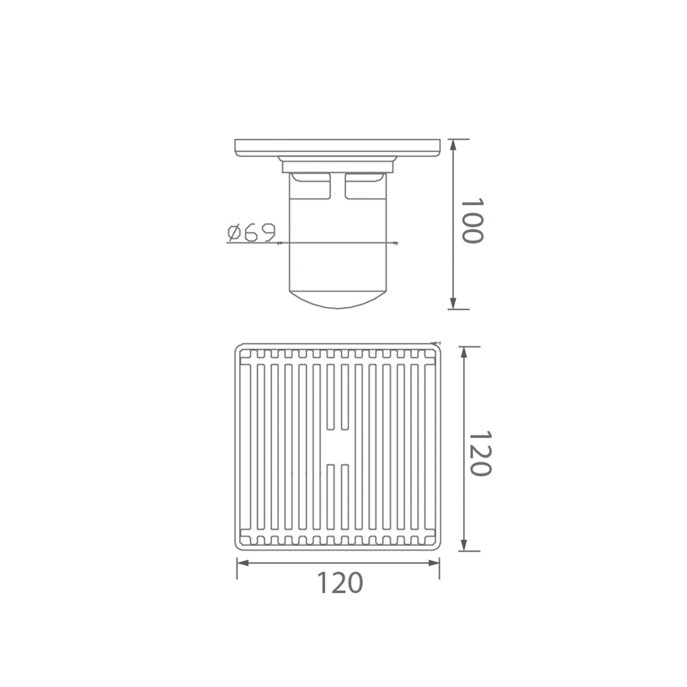 Ga thoát sàn EcoBath EC1067B màu inox chải