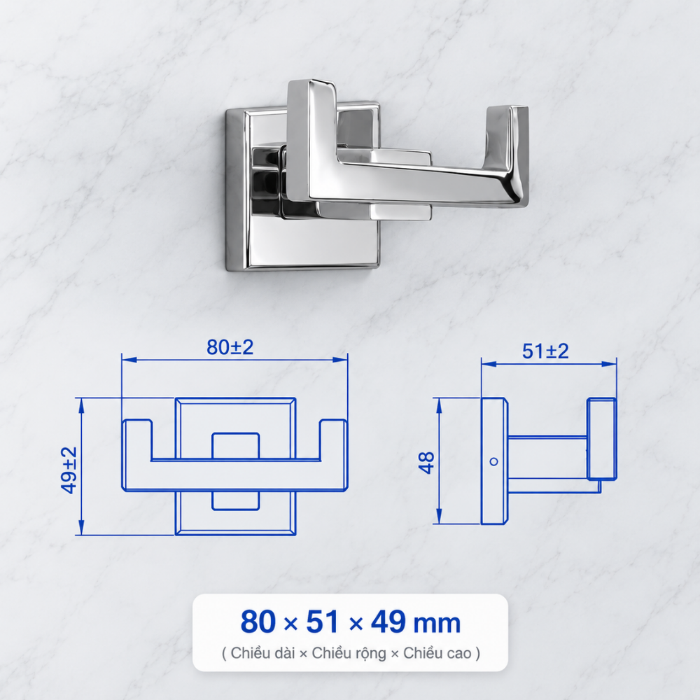 Móc áo Ecobath EC262-04 màu inox bóng