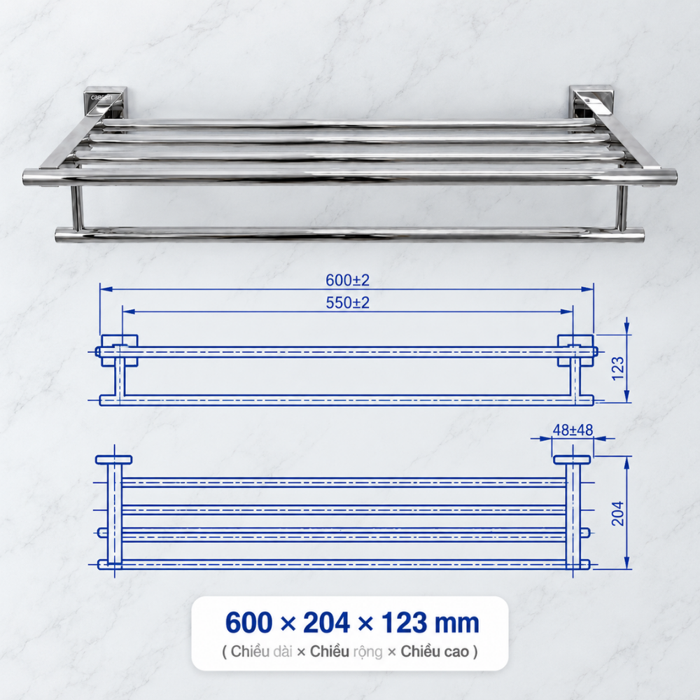 Vắt khăn giàn EC262-12 màu inox bóng
