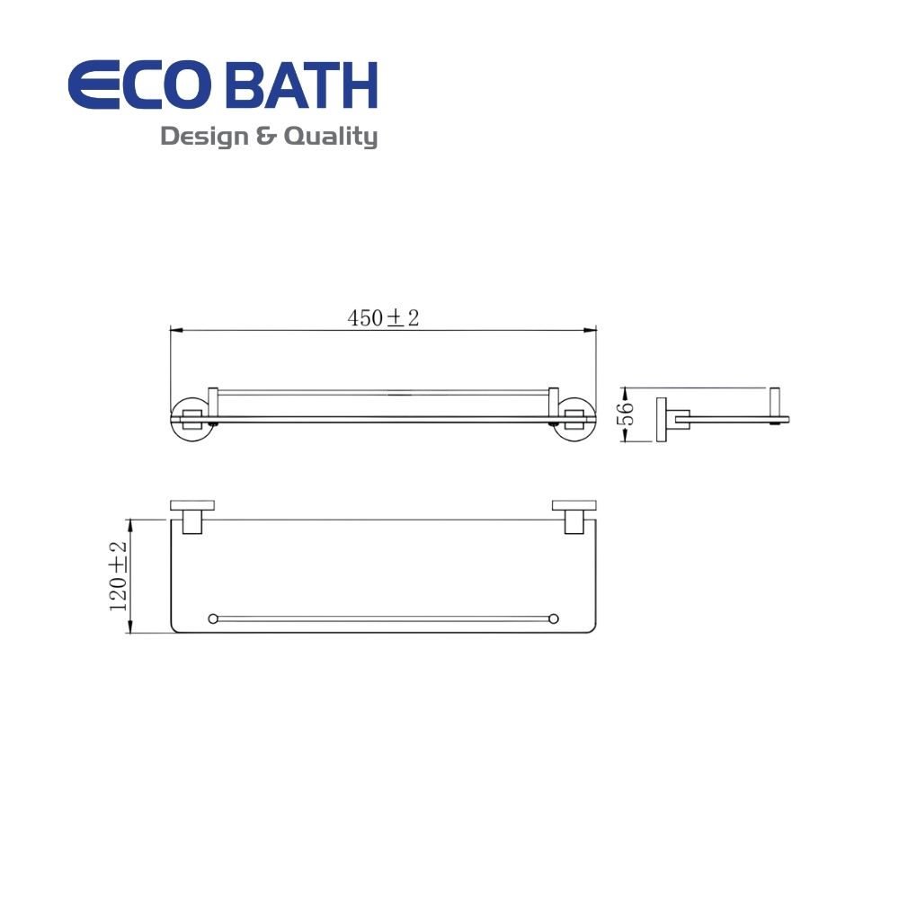 Kệ dưới gương Ecobath EC261-05 màu inox bóng